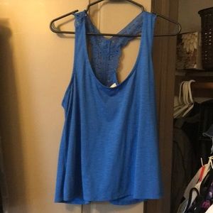 Blue crochet tank top